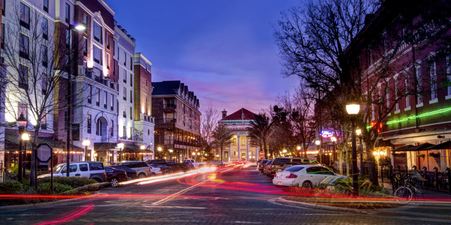 downtown gainesville, florida at night